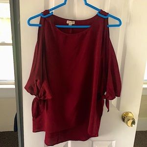 Lily White maroon cold shoulder blouse